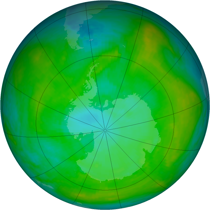 Antarctic ozone map for 05 January 1983
